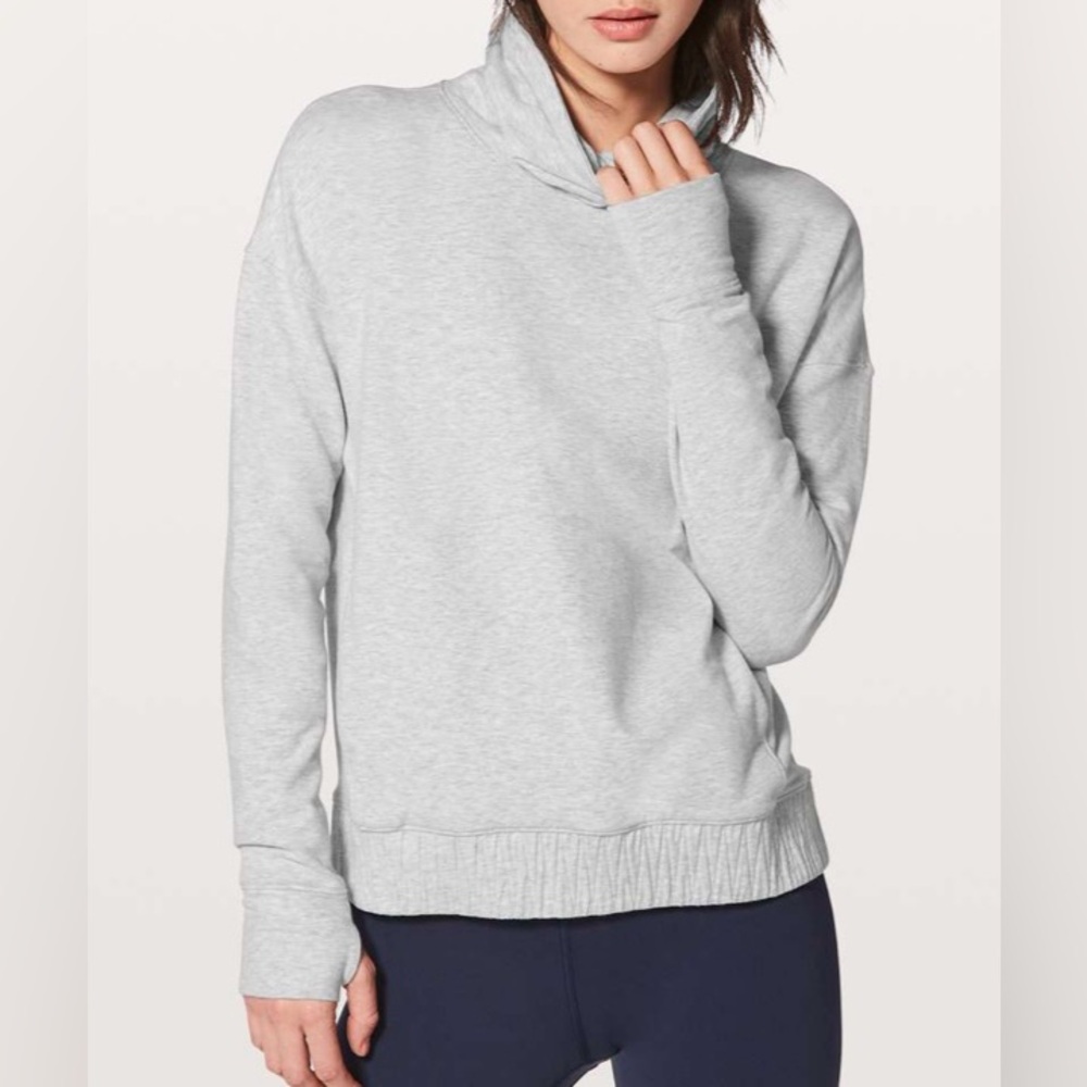 Lululemon Stress Less Pullover Heathered Core Ultra Light Grey Size 6